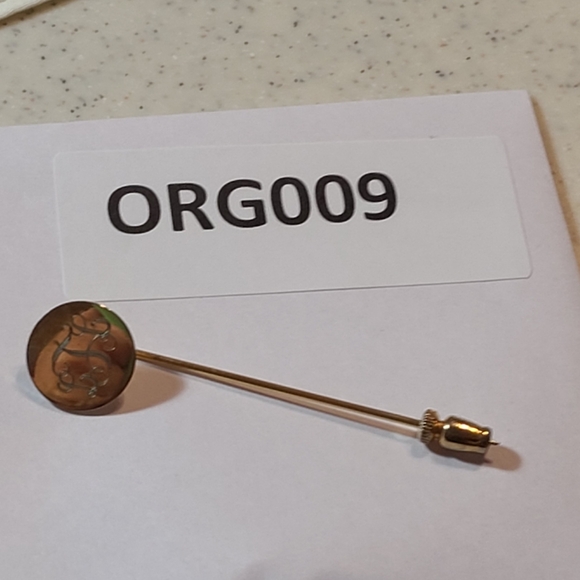 Gold Monogrammed Stick Pin Old Fashion HAT PIN - Picture 5 of 6